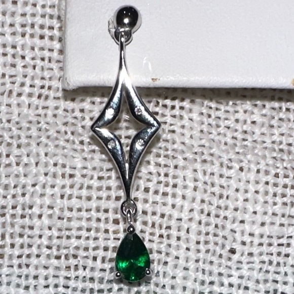 14k white gold Tsavorite garnet diamond earrings. Certification card. Gems TV. - Picture 4 of 15